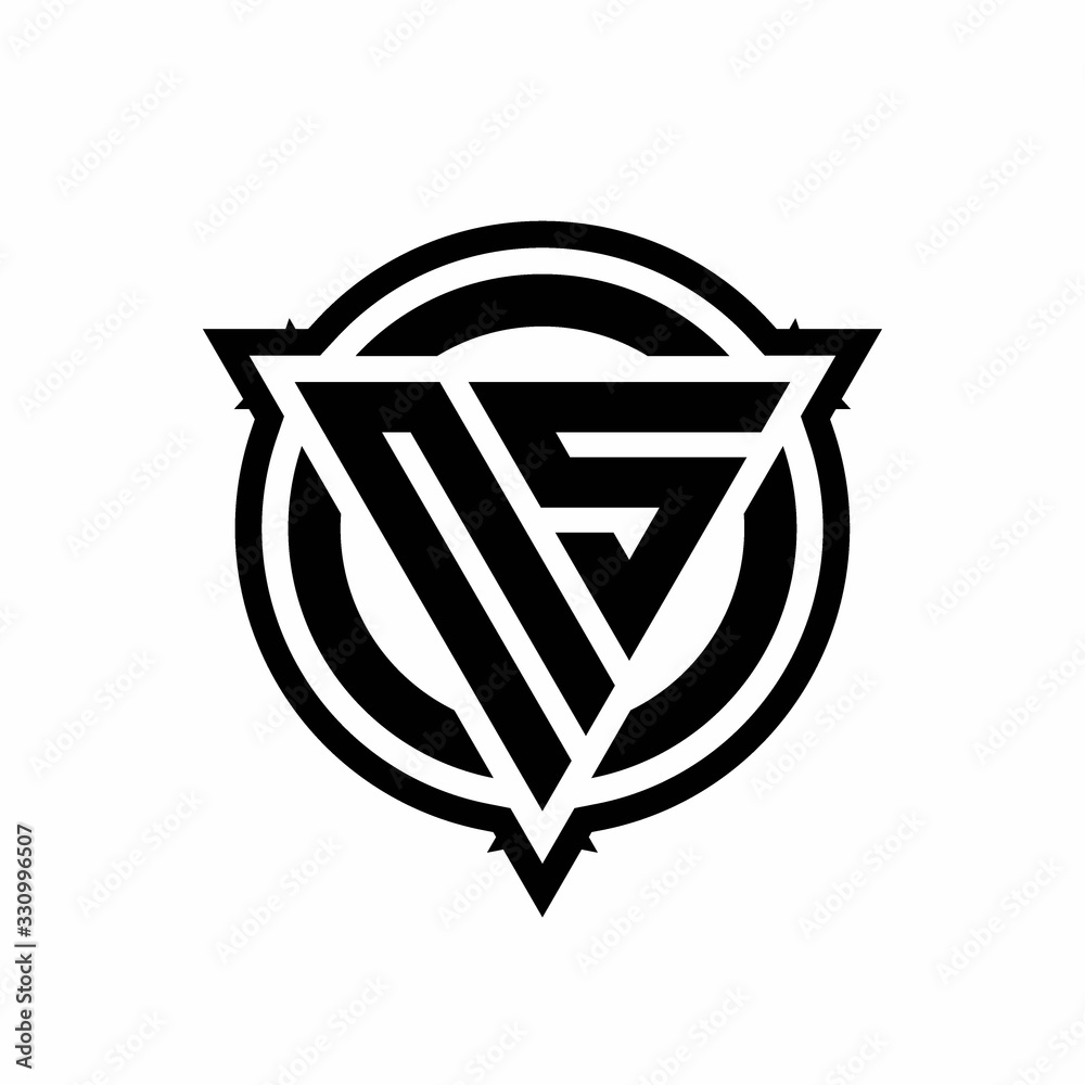 NS logo with triangle shape and circle with outline rounded design ...
