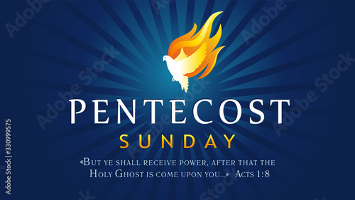 Fotomural Pentecost Sunday banner with Holy Spirit in flame