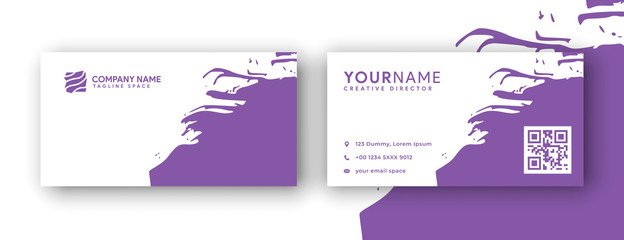 purple business card design with grunge or brush effect