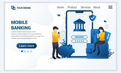 Poster - Vector illustration of Online banking, online financial investment concept with characters. Modern flat web landing page template design for website and mobile website. flat cartoon style