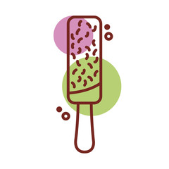 Sticker - delicious ice cream in stick with two flavors line color style