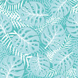 vector seamless pattern with green tropical leaves