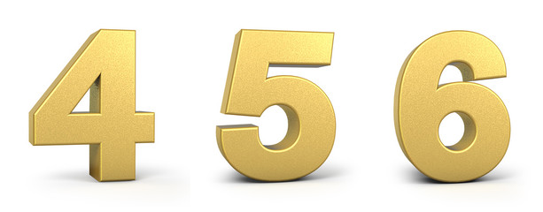 gold number on white background illustration 3D rendering, golden number, golden font