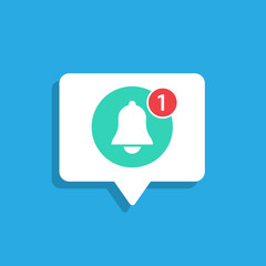 Poster - Notification bell vector icon on speech bubble .messages for incoming inbox.