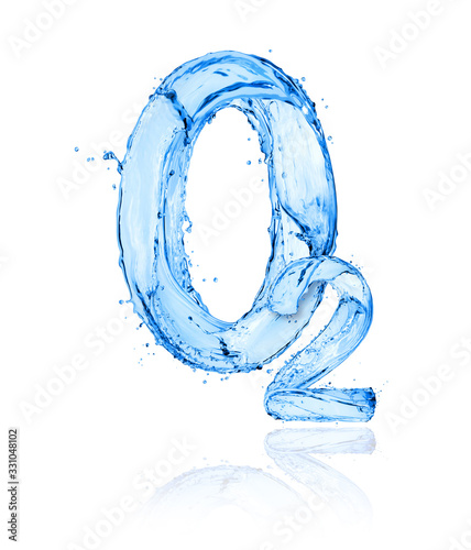 Fotografía Chemical formula of oxygen made of water splashes on a white background