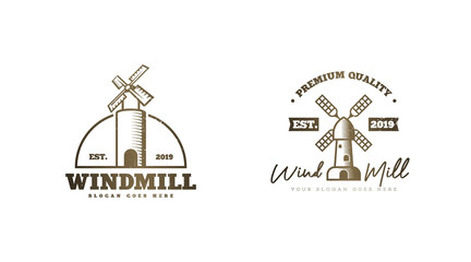Wall Mural - Vintage windmill logo concept vector illustration