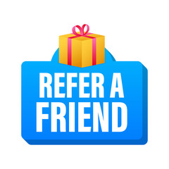 Sticker - Refer a friend. Business success. Vector stock illustration