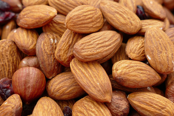 Wall Mural - roasted dried almonds, close-up nuts crispy almonds,