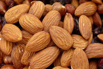 Wall Mural - roasted dried almonds, close-up nuts crispy almonds,