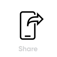 Wall Mural - Share phone. Editable line vector.