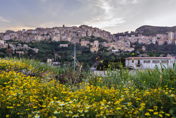 Canvas Print - Houses in Salemi, small town located in Trapani Province of Sicily Island in Italy