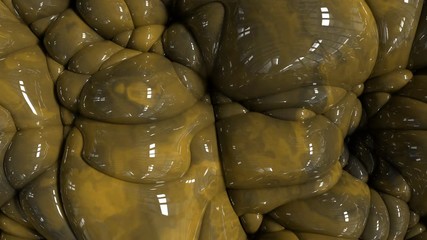 Wall Mural - 3d Looped abstract liquid background. Wavy surface with ripples. Trendy vibrant convex texture, fashion textile, motion graphic design, animated elastic texture.