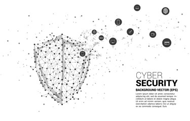 Poster - Protection shield icon from dot connect line polygon network. concept of guard security and safety