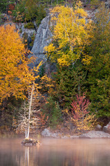 Wall Mural - Autumn colors illuminated by the light of a setting sun are reflected in the calm surface of the Michigamme River near Crystal Falls in Michigan's Upper Peninsula.