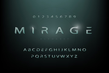 Leinwandbilder - Modern futuristic sci-fi alphabet font set with numbers