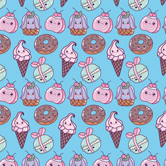 Sticker - food cute ice cream cone donut macaroon dessert decoration background