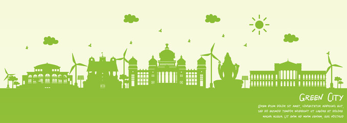 Wall Mural - green city of bengaluru, india. environment and ecology concept. vector illustration.