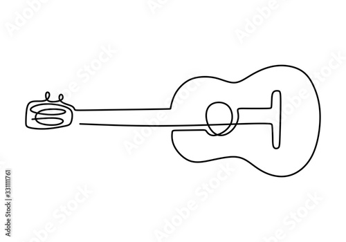 Plakaty Gitara  instrument-muzyczny-na-gitarze-akustycznej-jeden-rysunek-linii-ilustracji-wektorowych-ciagly-pojedynczy