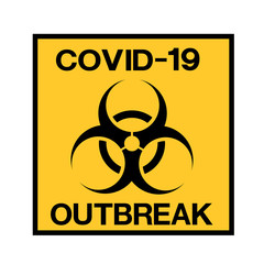 Wall Mural - Attention Warning COVID-19 ,outbreak with black biohazard symbol on yellow background. Virus Pandemic Protection Concept