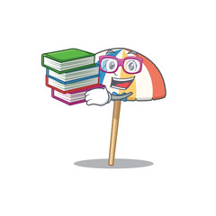 Wall Mural - A diligent student in beach umbrella mascot design with book