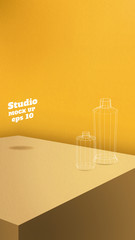 Aufkleber - Studio table background.Vector,vivid yellow gradient product display block wall.mockup for display of design.Vertical Banner for advertise product.16 9 ratio