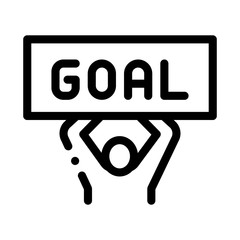 Poster - Man with Sign Goal Icon Vector. Outline Man with Sign Goal Sign. Isolated Contour Symbol Illustration