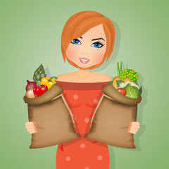 Poster - girl with vegetables