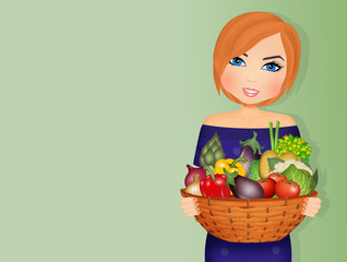 Poster - woman with vegetables