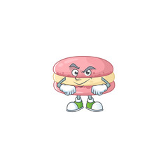 Poster - An icon of strawberry macarons mascot design with confident gesture