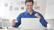 © stockbakers - Successful Online Shopping, Online Payment by Happy Man