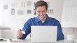 © stockbakers - Happy Man after Online Shopping, Online Payment