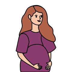 Poster - cute woman pregnant avatar character vector illustration design