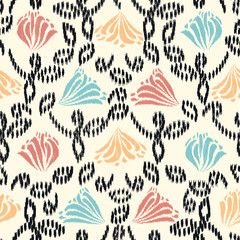 Poster - Seamless abstract ikat pattern with the image of floral ornament.
