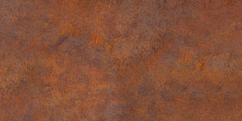 Wall Mural - Panoramic of old rusty oxidized eroded metal. Old metal corrosion sheet.