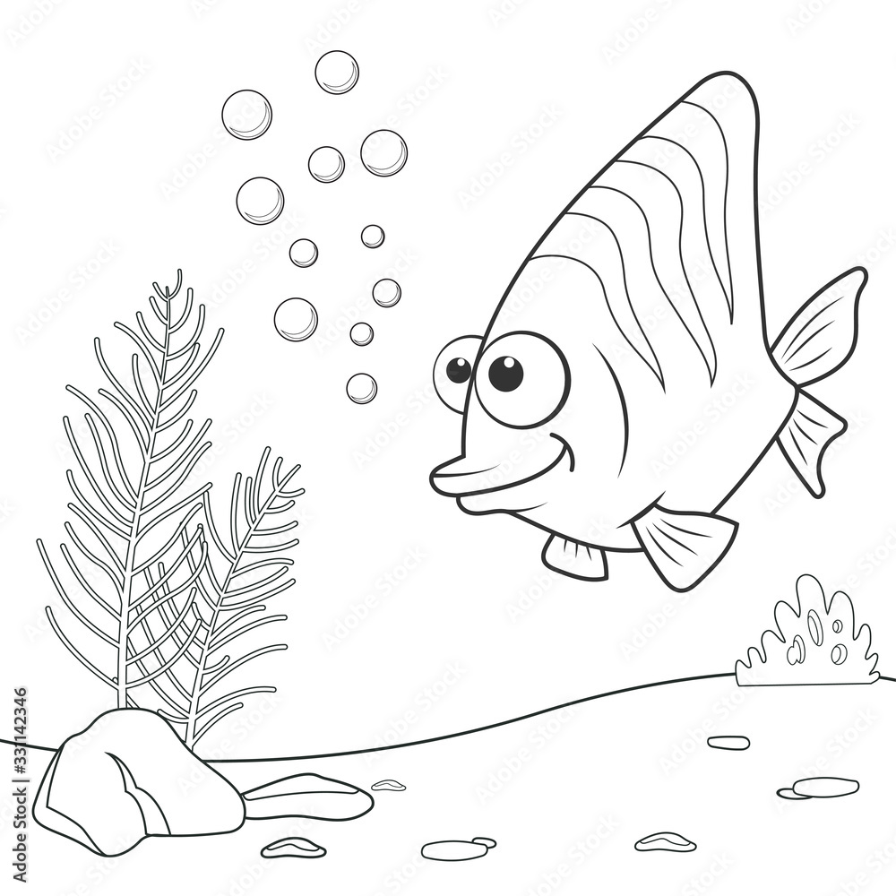 Стоковое векторное изображение «Coloring page outline of cartoon Coral ...