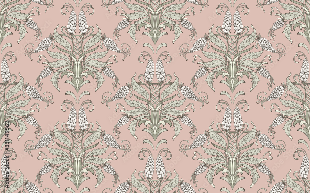 Fotografia Damask seamless emboss pattern background