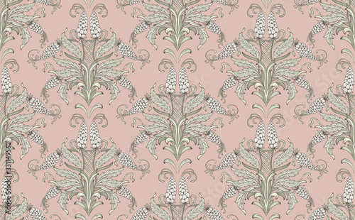 Damask seamless emboss pattern background Tableau sur Toile