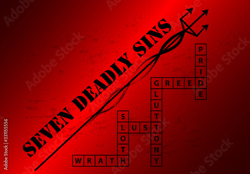 Cuadros en Lienzo Seven Deadly Sins Blackground with crossword