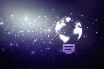 Poster -  2d illustration bulb future technology, innovation background, creative idea concept 