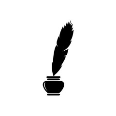 Poster - Quill ink icon on white background. Classic feather quill illustration