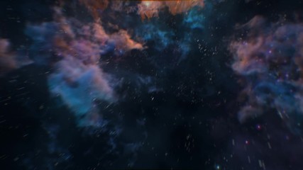traveling through the cosmic starry sky and watching the fantastic and twinkling three-dimensional n