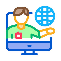 Aufkleber - Online Computer Guide Icon Vector. Outline Online Computer Guide Sign. Isolated Contour Symbol Illustration