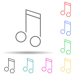 Poster - Musical note multi color set icon. Simple thin line, outline vector of web icons for ui and ux, website or mobile application