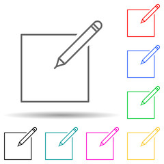 Poster - Paper and pencil multi color set icon. Simple thin line, outline vector of web icons for ui and ux, website or mobile application