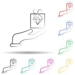 Poster - expensive gift multi color set icon. simple thin line, outline vector of business and management ico