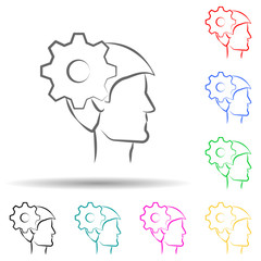 Poster - head, mental, mind hand drawn multi color set icon. simple thin line, outline vector of business ico