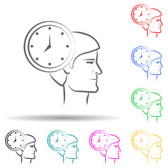 Poster - face, head, time hand drawn multi color set icon. simple thin line, outline vector of business icons