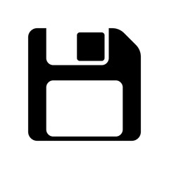 Fototapete - Diskette with empty label, floopy disk, save file. Black icon on white background