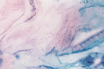 Wall Mural - abstract art background light blue and purple colors. watercolor painting on canvas. marble stone.