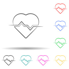 Poster - Pulse multi color set icon. Simple thin line, outline vector of fitness icons for ui and ux, website or mobile application